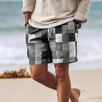 Men’s Swim Shorts – Quick Dry – Regular Fit – Mid-Thigh – Adjustable Waist – Patchwork