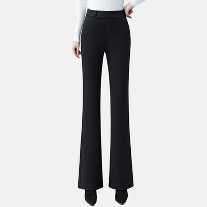 Fiona High-Waisted Flared Pants | Belted Tailored Full-Length Trousers