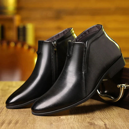 Oscar Slim Fit Ankle Boots | Pointed Toe Burnished Ankle Boots