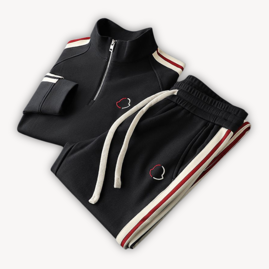 Men’s Tracksuit Set – Cotton Blend – Quarter Zip – Athleisure Fit – Ribbed Cuffs