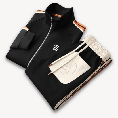 Men’s Tracksuit Set – Slim Fit – Lightweight Stretch Fabric – Zip Jacket & Drawstring Pants
