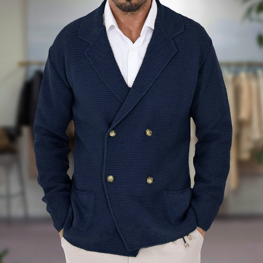 Men’s Cardigan – Wool Blend – Regular Fit – Double-Breasted – Blazer Style
