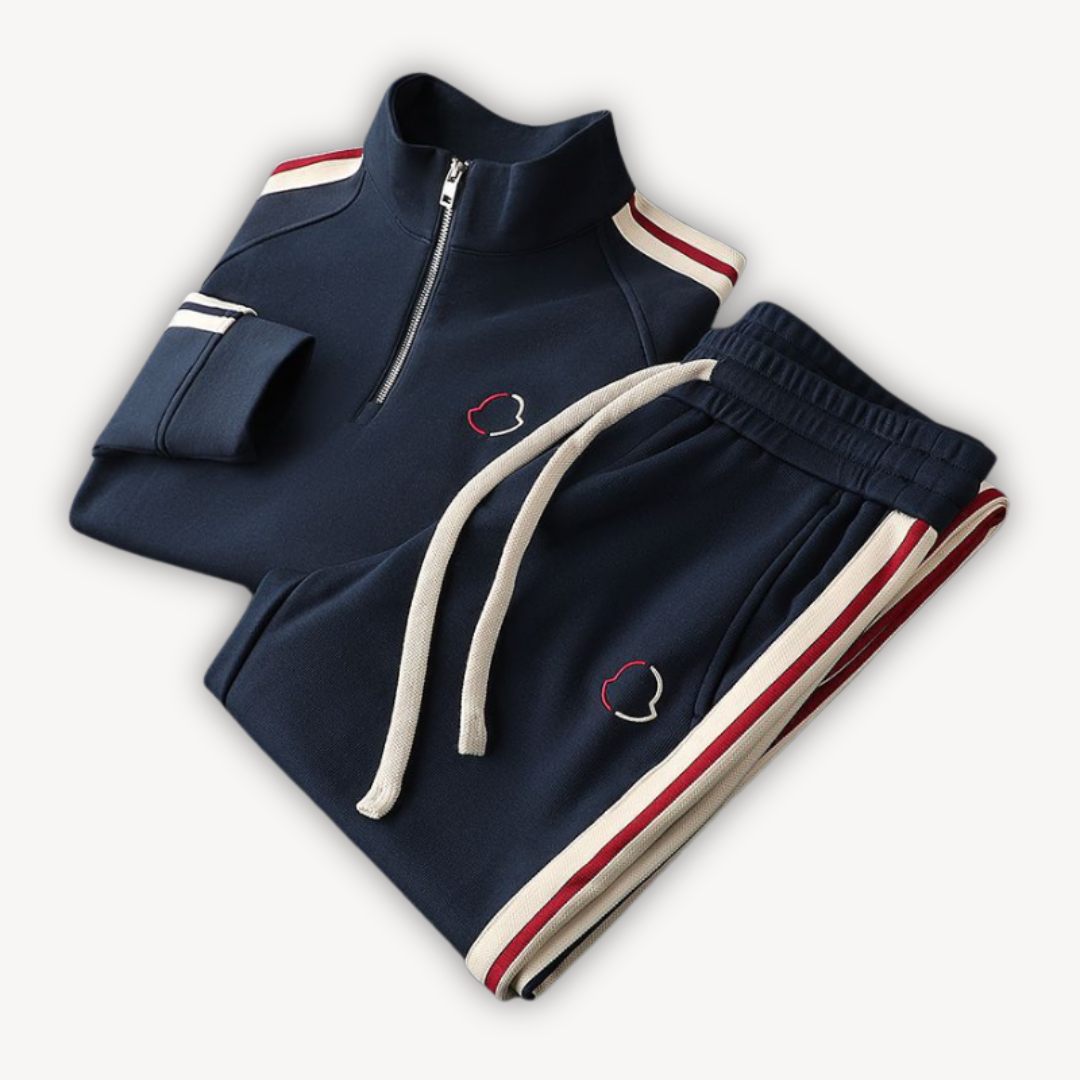 Men’s Tracksuit Set – Cotton Blend – Quarter Zip – Athleisure Fit – Ribbed Cuffs
