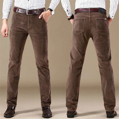 Men’s Corduroy Pants – Tailored Fit – Straight Leg – Full Length – Button Waist