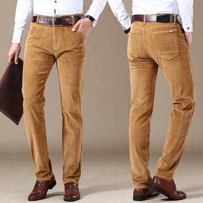 Men’s Corduroy Pants – Tailored Fit – Straight Leg – Full Length – Button Waist