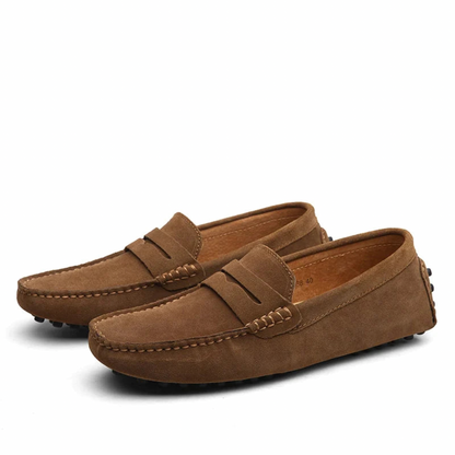 Men’s Loafers – Suede Look – Penny Strap – Slip-On – Low Profile Casual Fit
