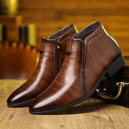 Oscar Slim Fit Ankle Boots | Pointed Toe Burnished Ankle Boots