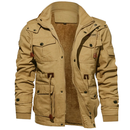 Men’s Jacket – Structured Fit – Breathable Blend – Utility Pockets – Hip Length