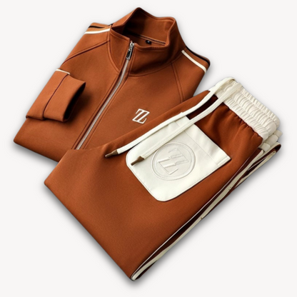 Men’s Tracksuit Set – Slim Fit – Lightweight Stretch Fabric – Zip Jacket & Drawstring Pants