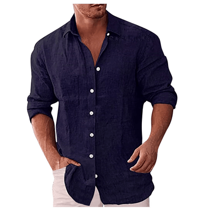Men’s Casual Shirt – Natural Fibers – Relaxed Fit – Long Sleeve Button-Up Collar