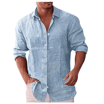 Men’s Casual Shirt – Natural Fibers – Relaxed Fit – Long Sleeve Button-Up Collar