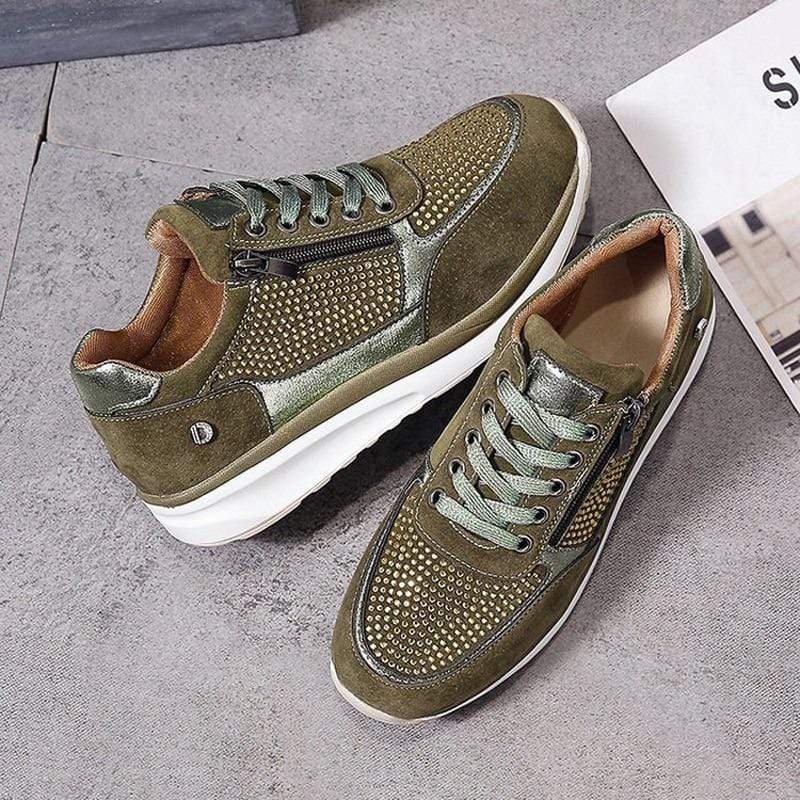 Women’s Sneakers - Synthetic - Platform Sole - Studded Detailing