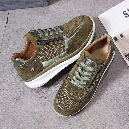 Women’s Sneakers - Synthetic - Platform Sole - Studded Detailing