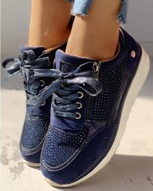 Women’s Sneakers - Synthetic - Platform Sole - Studded Detailing