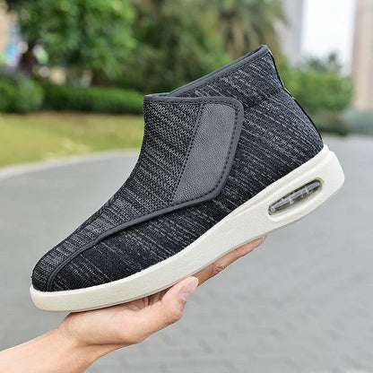 Men's Casual Ankle High Top Slip-On Casual Shoe - Knit Mesh - Air Cushion Heel