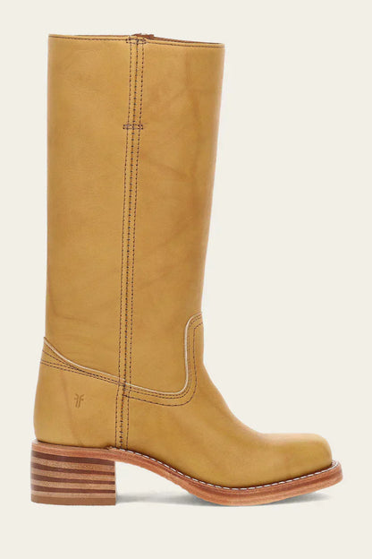 Olivia Mid-Calf Western Boots | Stitched Detailing Stacked Heel Boots