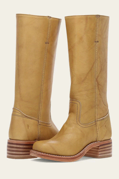 Olivia Mid-Calf Western Boots | Stitched Detailing Stacked Heel Boots