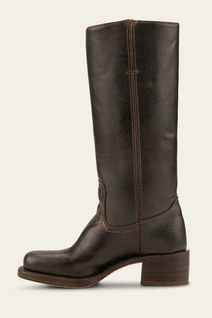Olivia Mid-Calf Western Boots | Stitched Detailing Stacked Heel Boots