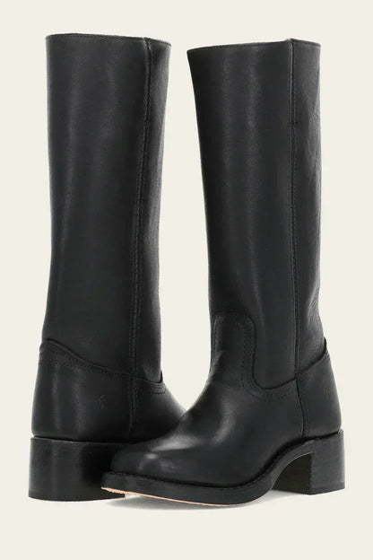 Olivia Mid-Calf Western Boots | Stitched Detailing Stacked Heel Boots
