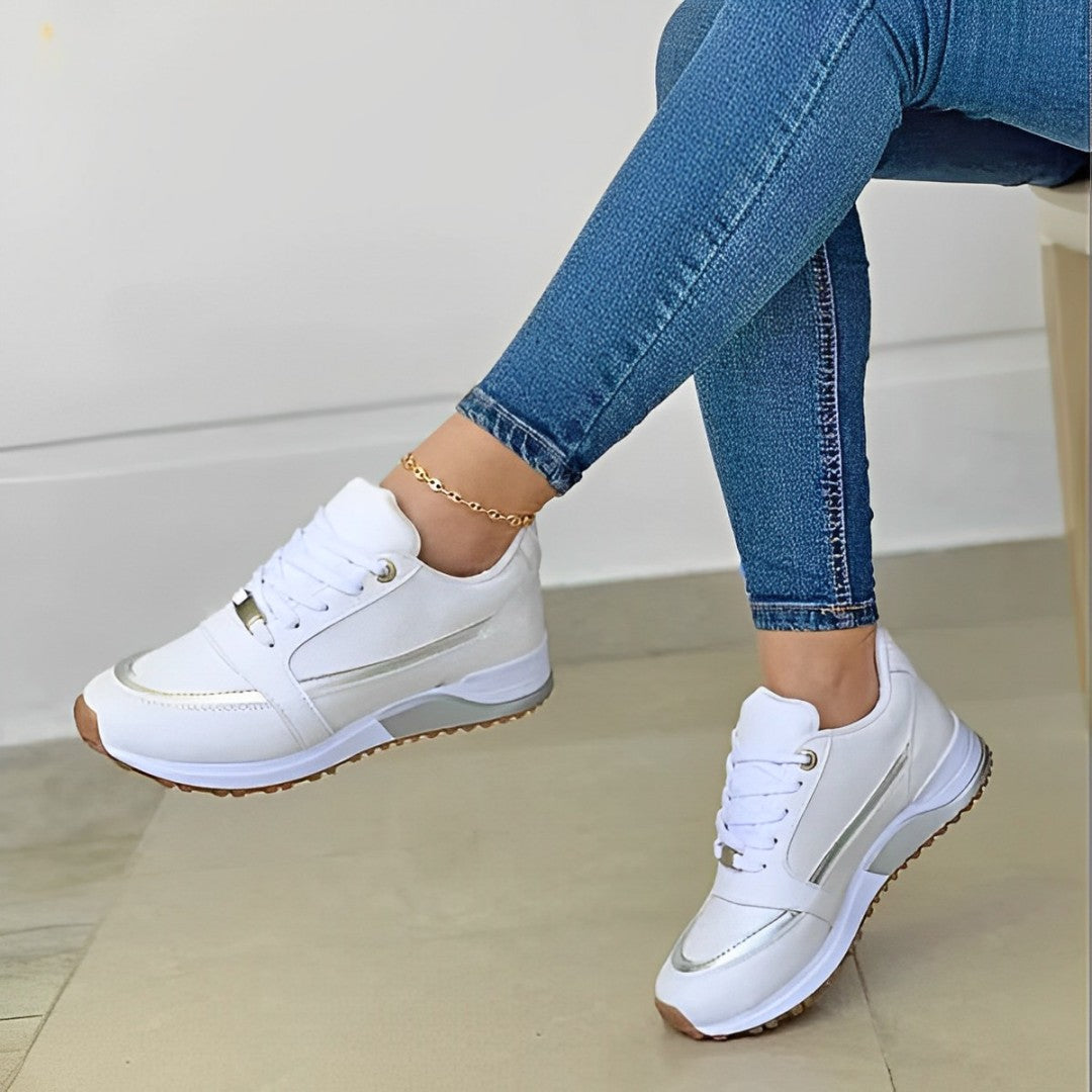 Women’s Sneakers – Lace-Up – Low-Top – Cushioned Sole – Casual Fit