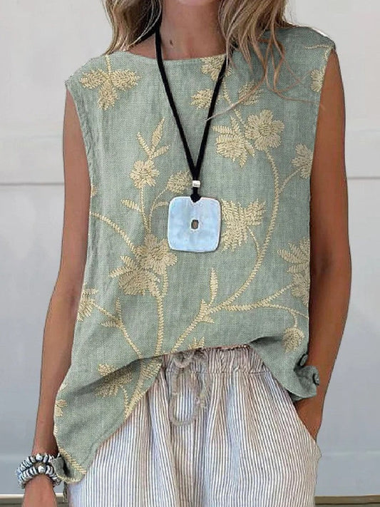 Women’s Tank Top – Floral Art Print – Relaxed Fit – Natural Fibers – Sleeveless Casual