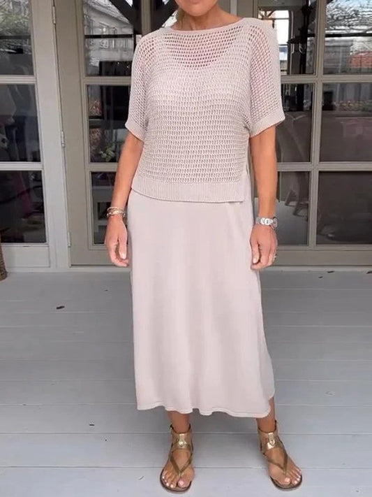 Women’s Two-Piece Set – Relaxed Fit – Knitted – Minimalist Casual Style
