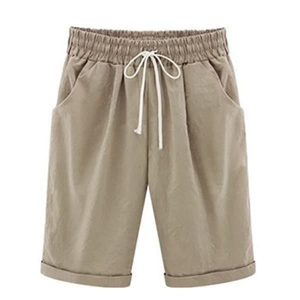 Women's Casual Shorts – Relaxed Fit – Breathable Blend – Elastic Waist – Side Pockets