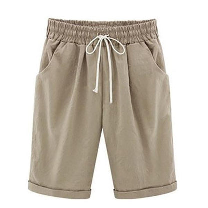 Women's Casual Shorts – Relaxed Fit – Breathable Blend – Elastic Waist – Side Pockets