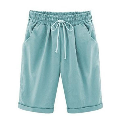 Women's Casual Shorts – Relaxed Fit – Breathable Blend – Elastic Waist – Side Pockets