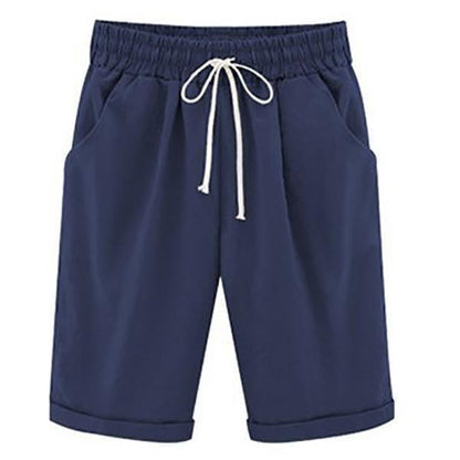Women's Casual Shorts – Relaxed Fit – Breathable Blend – Elastic Waist – Side Pockets