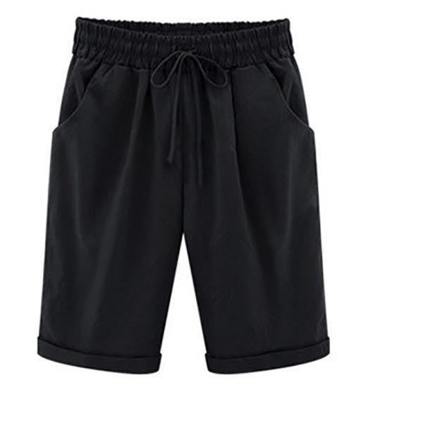 Women's Casual Shorts – Relaxed Fit – Breathable Blend – Elastic Waist – Side Pockets