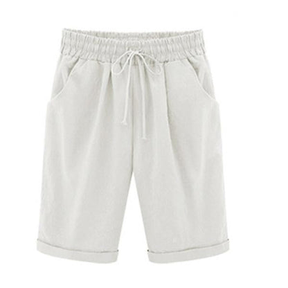 Women's Casual Shorts – Relaxed Fit – Breathable Blend – Elastic Waist – Side Pockets