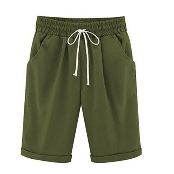 Women's Casual Shorts – Relaxed Fit – Breathable Blend – Elastic Waist – Side Pockets