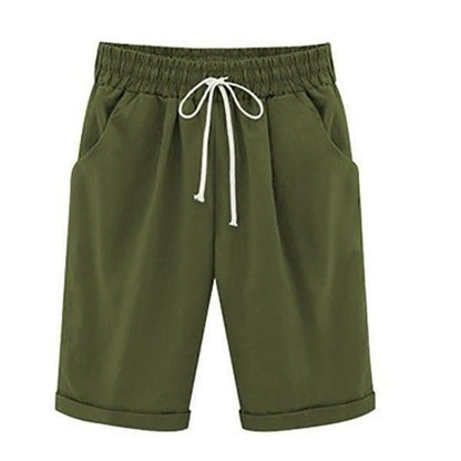 Women's Casual Shorts – Relaxed Fit – Breathable Blend – Elastic Waist – Side Pockets