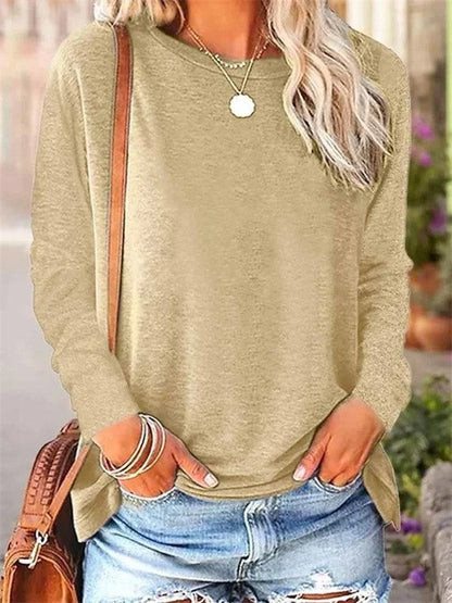 Women’s Blouse – Soft Knit – Relaxed Fit – Long Sleeve – Crew Neck Casual Top