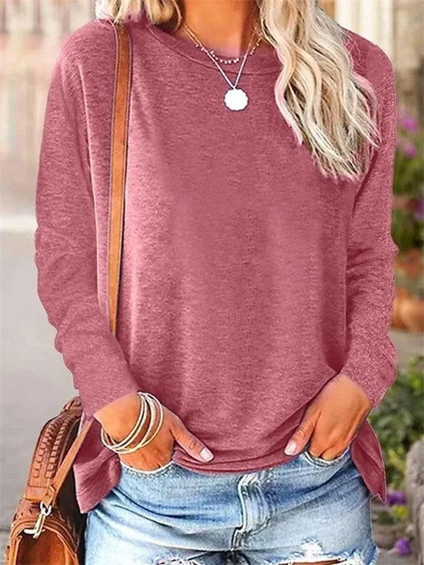 Women’s Blouse – Soft Knit – Relaxed Fit – Long Sleeve – Crew Neck Casual Top