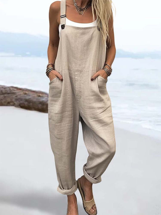 Women’s Overall Jumpsuit – Relaxed Fit – Adjustable Straps – Breathable Blend – Full Length