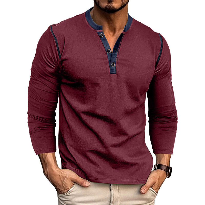 Men's Classic Henley Shirt - Long Sleeve - Button Placket - Casual Fit