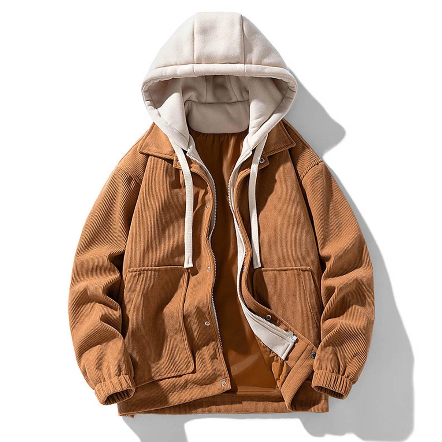 Theodore Relaxed Fit Hooded Jacket | Solid Hip-Length Hooded Jacket
