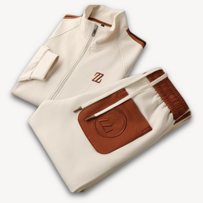 Men’s Tracksuit Set – Slim Fit – Lightweight Stretch Fabric – Zip Jacket & Drawstring Pants