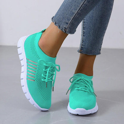 Women’s Sneakers – Breathable Mesh – Sock-Like Fit – Cushioned Sole – Lace-Up Design
