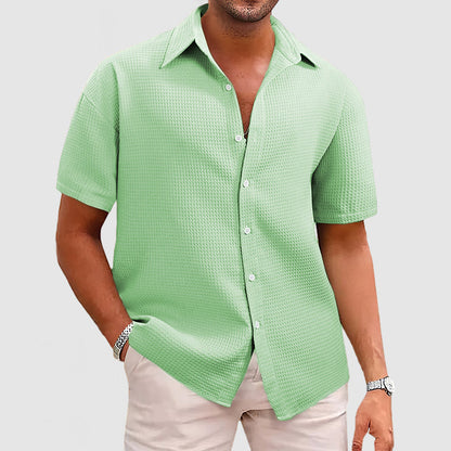 Men’s Short Sleeve Shirt – Relaxed Fit – Waffle Knit – Soft Breathable Texture