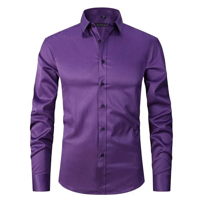 Men’s Shirt – Slim Fit – Stretch Comfort – Wrinkle-Free – Button-Down Collar