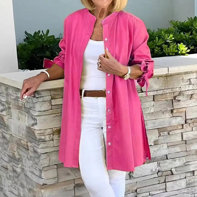 Women’s Tunic Shirt – Relaxed Fit – Long Sleeve Button Front