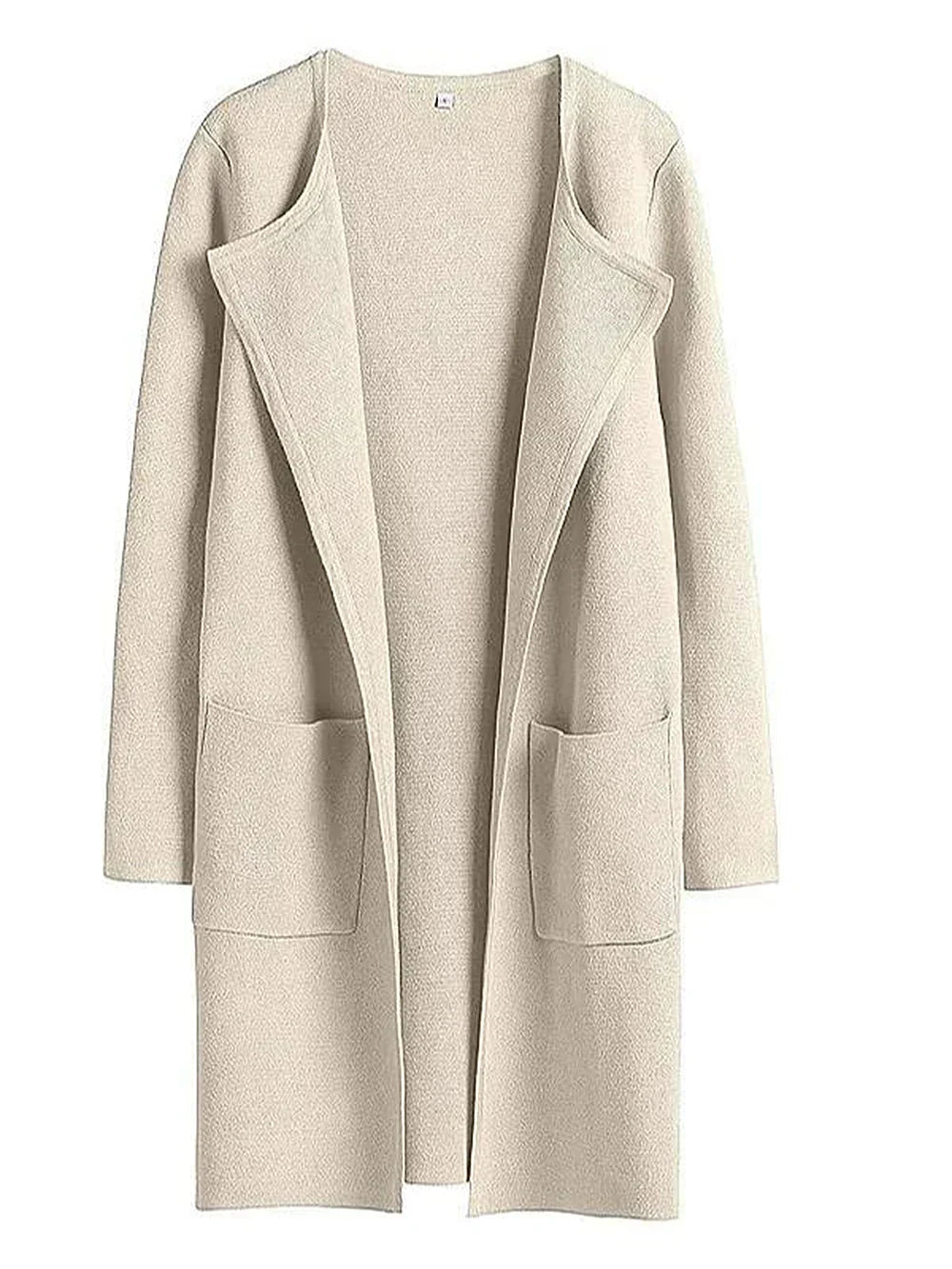 Women’s Coat – Wool Blend – Relaxed Fit – Knee Length – Wide Lapel – Minimalist Style