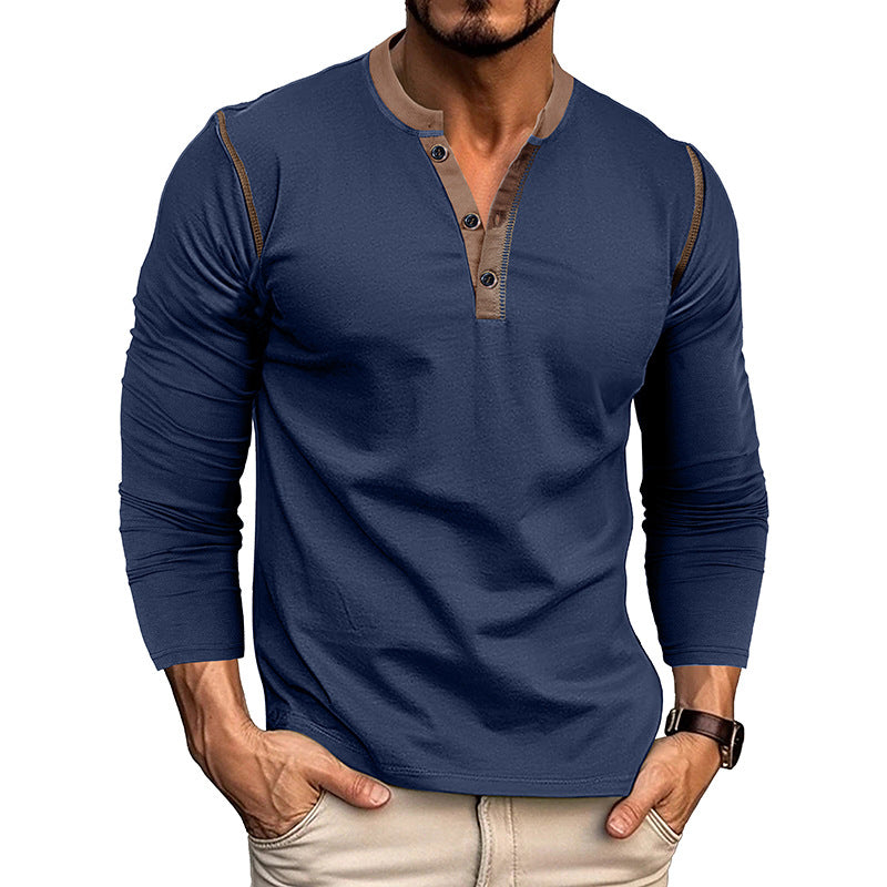 Men's Classic Henley Shirt - Long Sleeve - Button Placket - Casual Fit