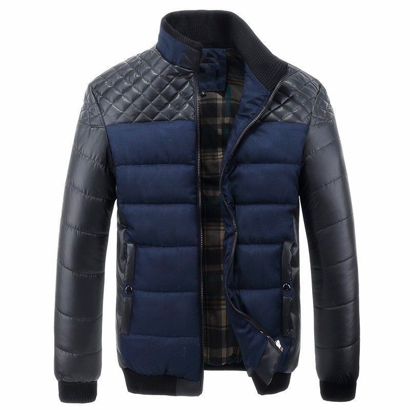 Theodore Quilted Down Jacket | Leather-Sleeve Contrast Panel Jacket
