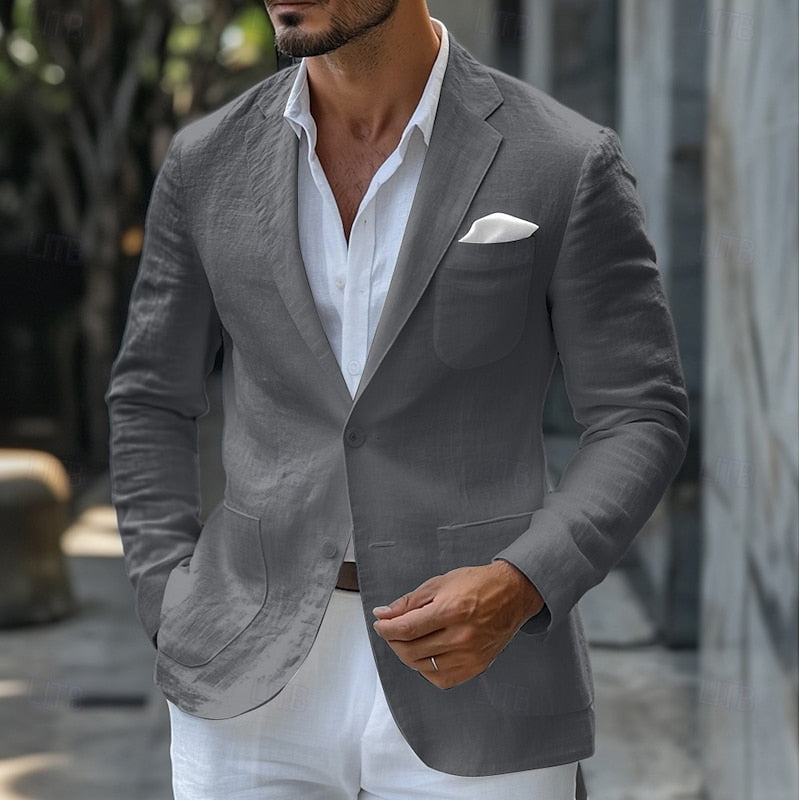 Men’s Blazer – Slim Fit – Breathable Blend – Single-Breasted – Classic Lapel