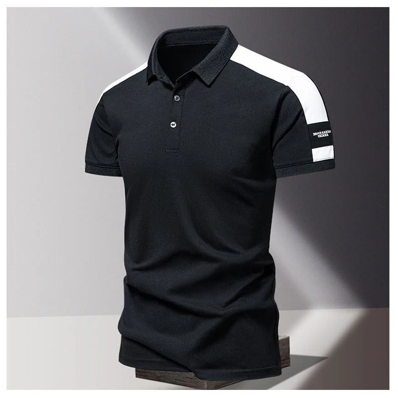 Men’s Polo Shirt – Slim Fit – Breathable Blend – Contrast Shoulder Panels – Smart Casual