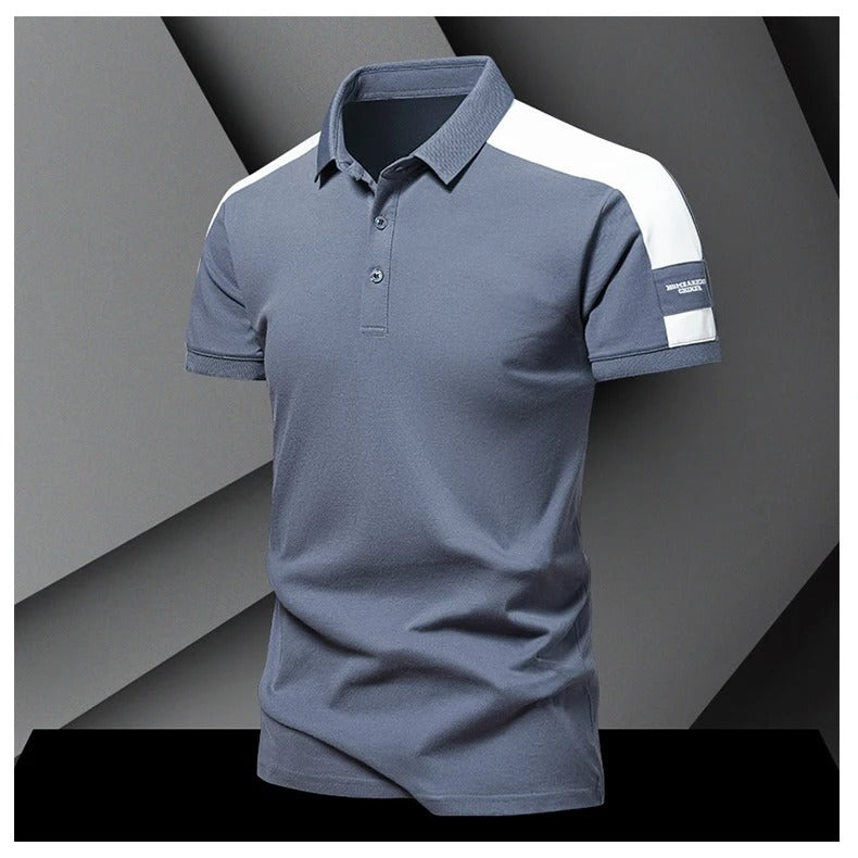 Men’s Polo Shirt – Slim Fit – Breathable Blend – Contrast Shoulder Panels – Smart Casual